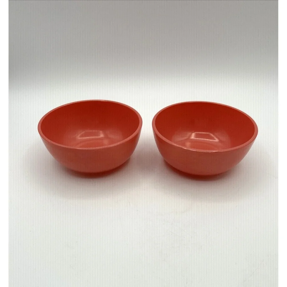 Hazel Atlas Small Bowls Set of 2 Pink Platonite Milk Glass Vtg Mid Century 5 in